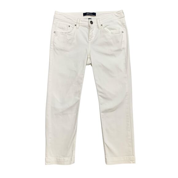 Tommy Bahama Jeans Womens 4 White Denim Gramercy Twill Straight Zip Fly Cropped - Picture 1 of 13